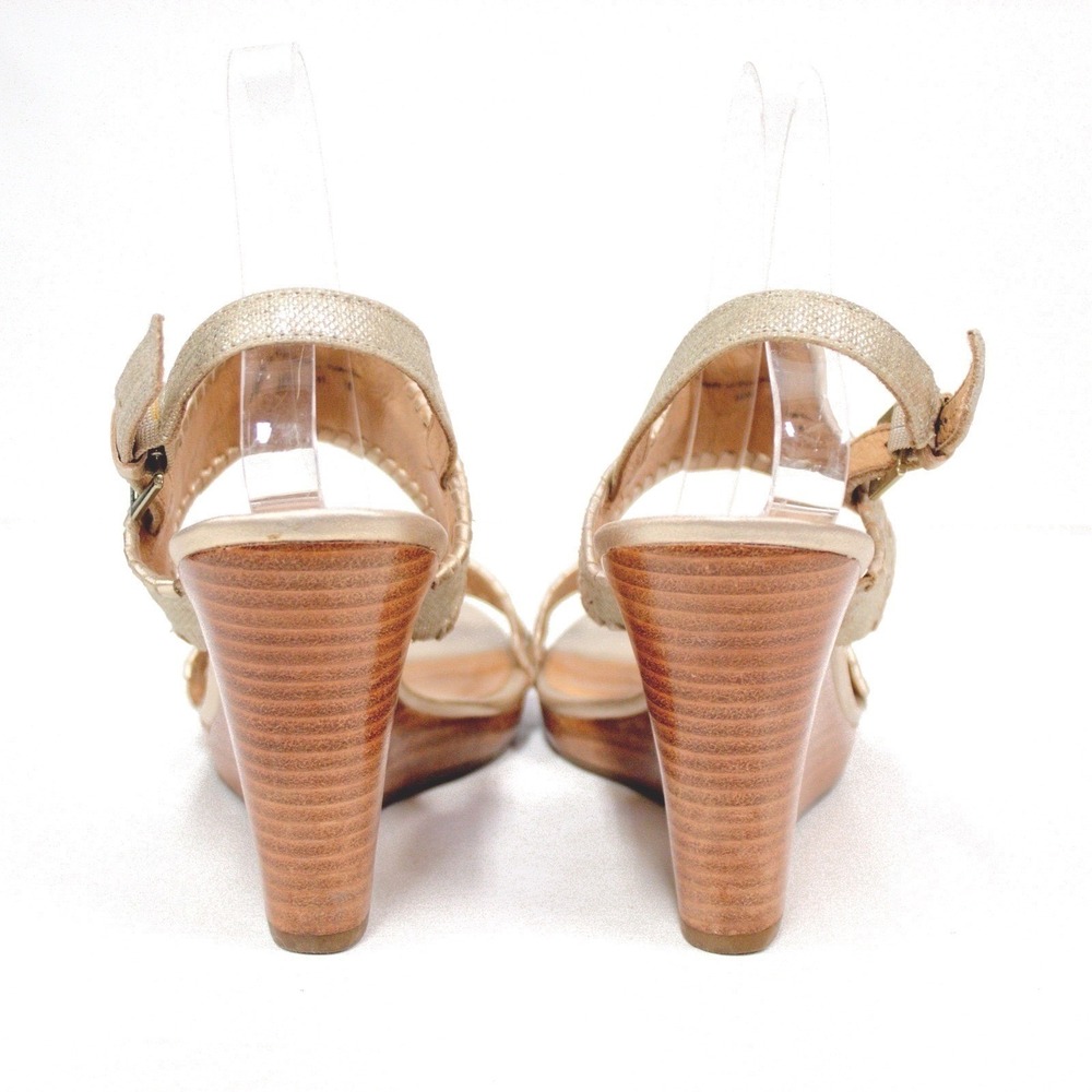 Jack Rogers Vanessa Leather Sandals Signature Gold & Beige, Sz 10 - Picture 8 of 10